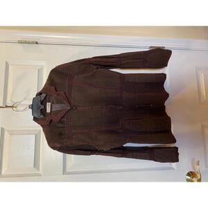 Gantos Brown Suede Button-Up Jacket with Stitch Detailing Size Medium